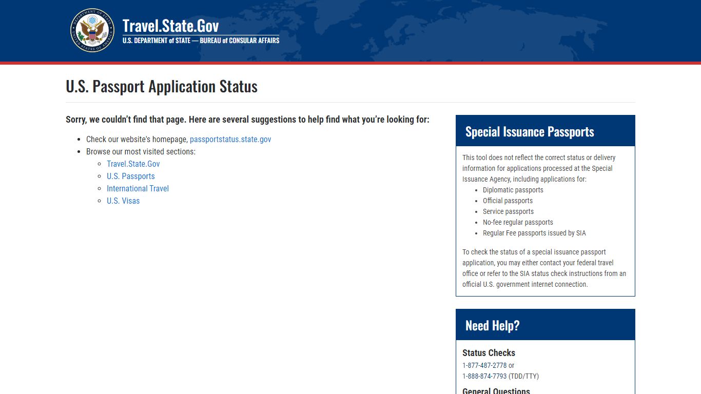 U.S. Passport Application Status